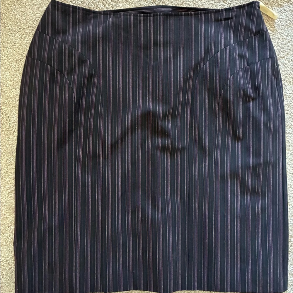 Hillard & Hanson Navy and Pink Striped Pencil Skirt Sz 14 new
